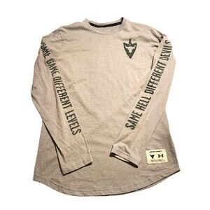 Under Armour Project Rock Tshirt Long Sleeve Gray w/ Green Snake Spellout Mens S